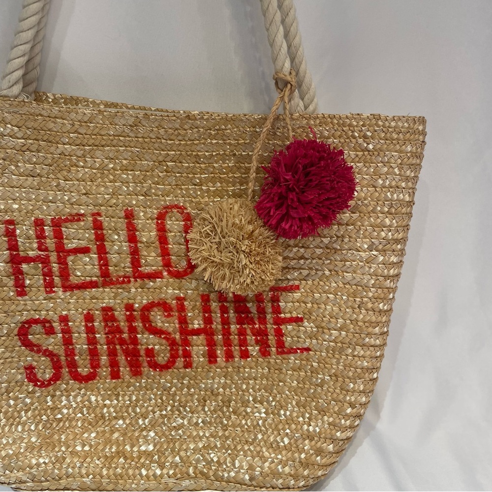 Disney x Junk Food Hello Sunshine Straw Tote Bag‎ Summer Beach Travel Casual - Picture 3 of 11